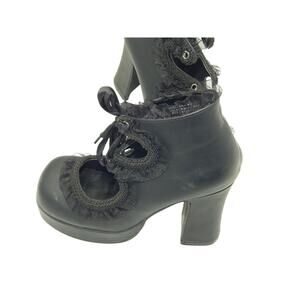 Demonia Gothika 53 Black Lace Ribbon Pumps Size 7